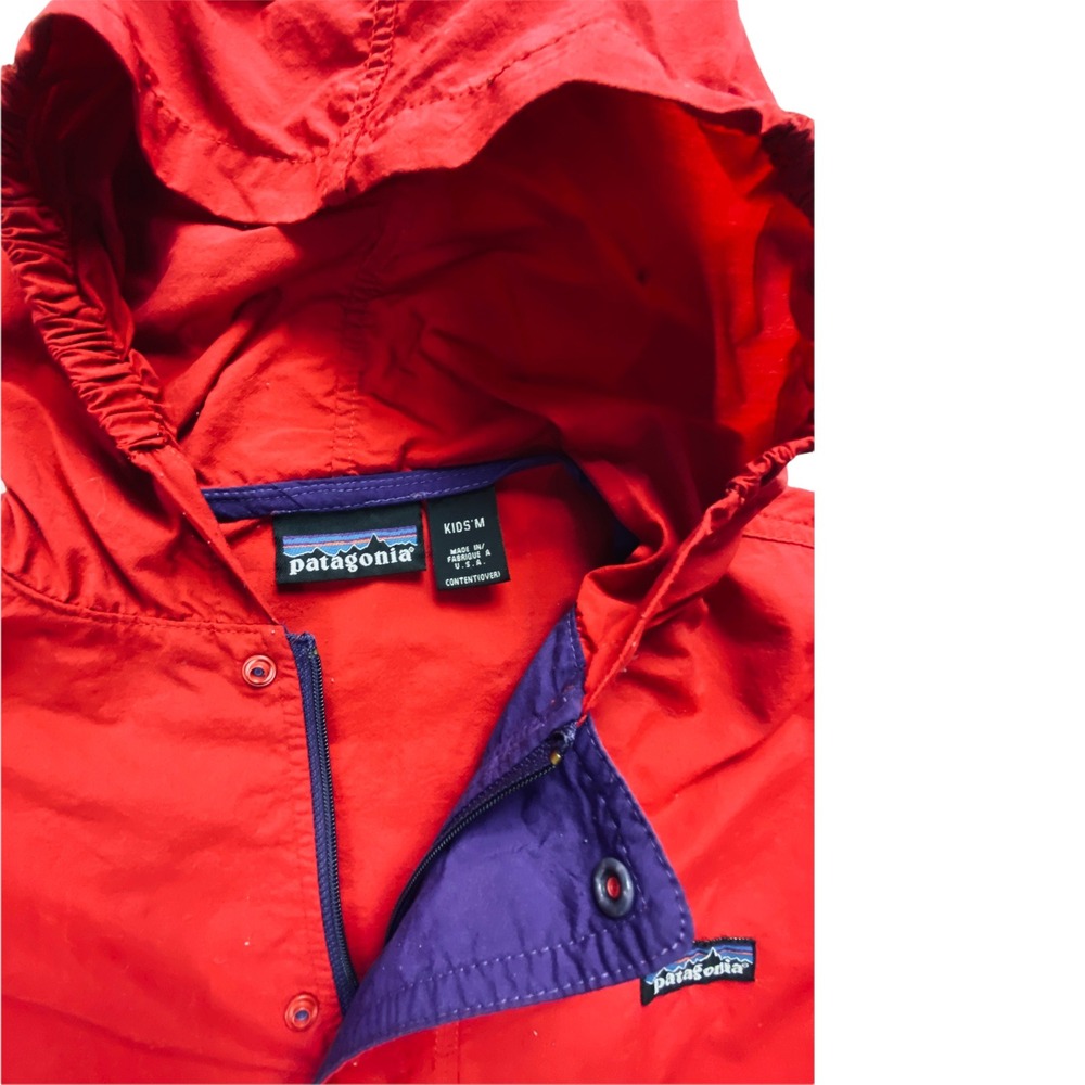 Patagonia Kids Red Anorak Hooded Pullover Jacket Size M Lightweight 51884 - Picture 4 of 10